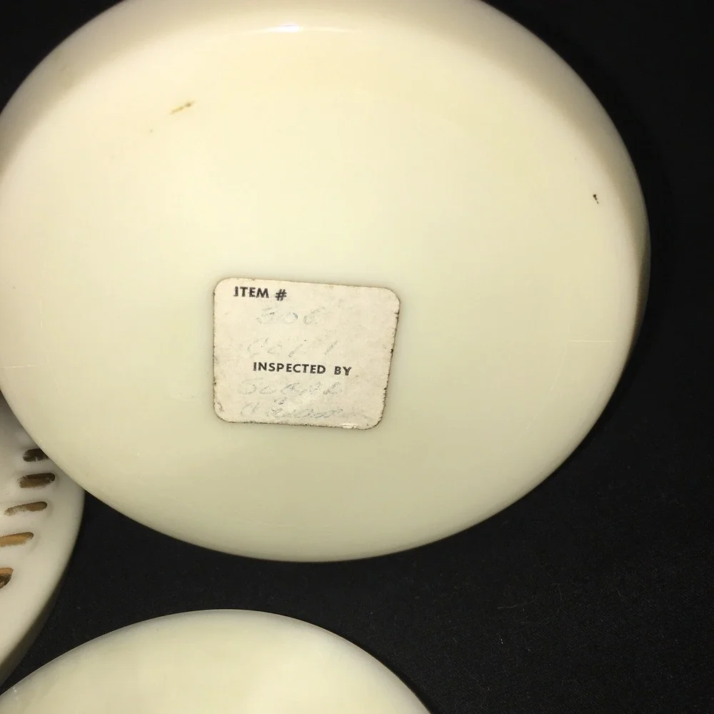 VTG Custard Glass 24k Gold Accents Sugar Bowl Lid & Cream Pitcher Wheaton Ware